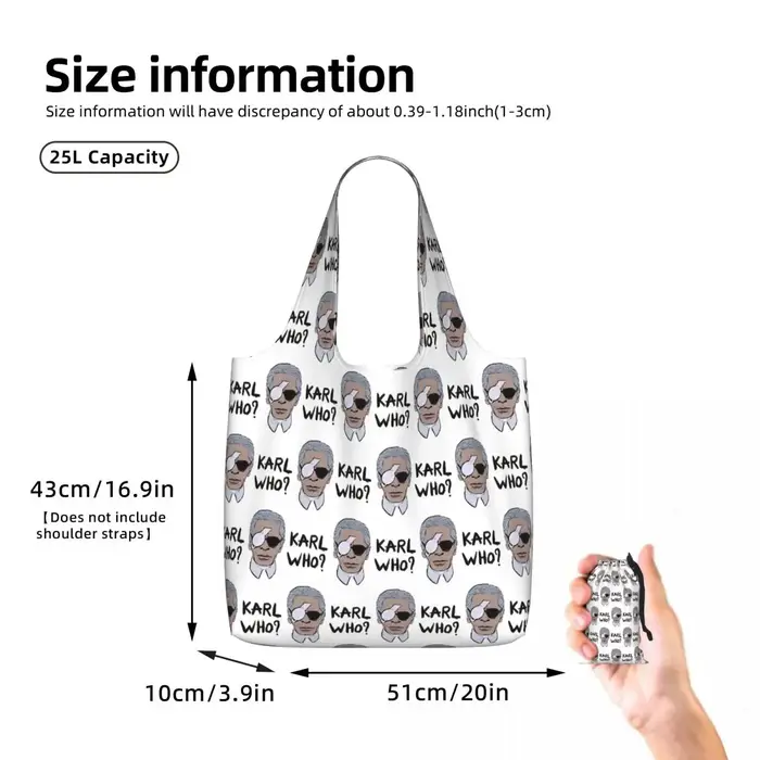 Sac fourre-tout Karl Who en toile grande capacité, sac à bandoulière, sac de courses pour femmes