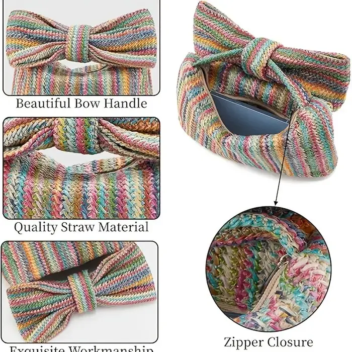 Sac de plage bohème en paille tressée pour femme