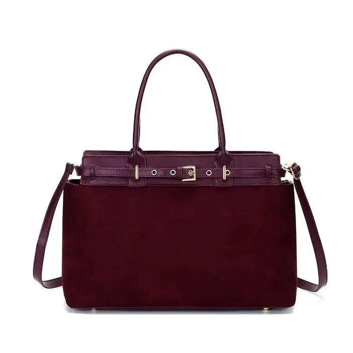 Hiver mat café Camel grand fourre-tout Style russe Faux daim cuir PU femmes sac à main Nubuck banlie