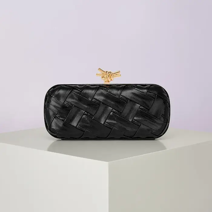 Tendance doré Pu cuir tissé pochette mode fête de mariage sac à main soirée chaîne épaule bandoulièr