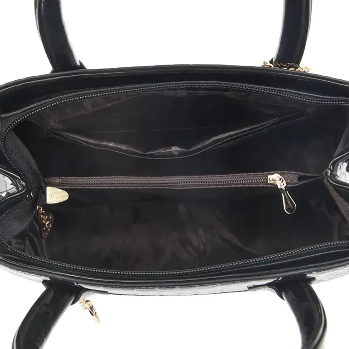 Sac à Main de Luxe en Cuir Verni à Motifs de Crocodile pour Femme