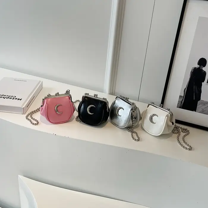 Mini sacs à bandoulière en cuir argenté pour femmes