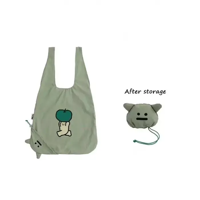 Sac à bandoulière vert tendance avec imprimé de dessin animé, sac de rangement portable, sac de shop