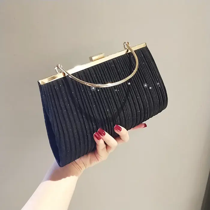 Sac à main de luxe abricot pour femmes, pochette de soirée avec chaîne, sac à bandoulière à paillett