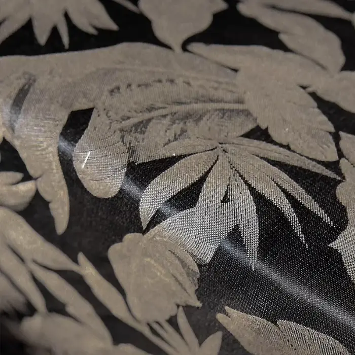 Tissu imprimé feuille de bananier noir, robe douce, costume rétro, matériel artisanal de designer, d