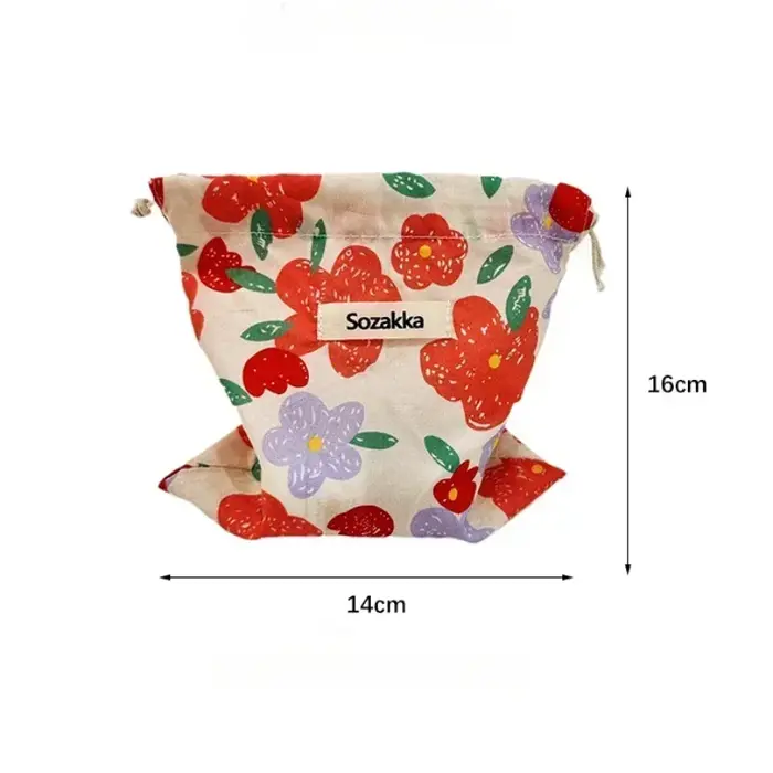 Sacs à cordon floraux en tissu de coton