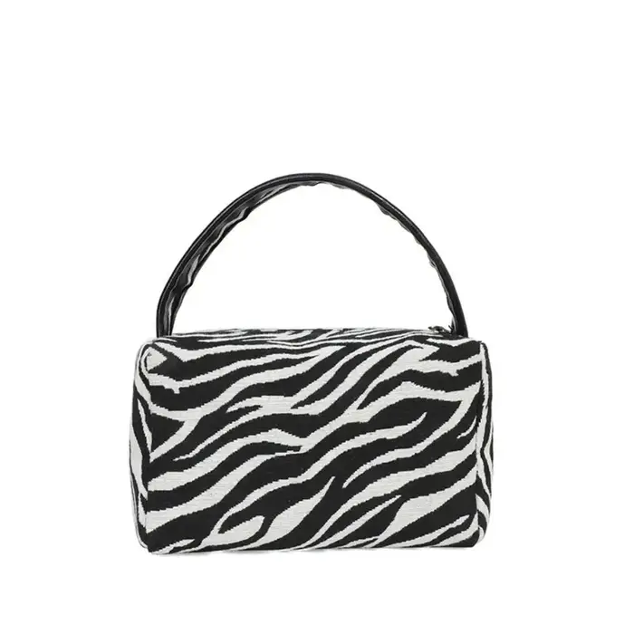 Pochette de maquillage portable tendance motif léopard, grande capacité, avec fermeture éclair, pour