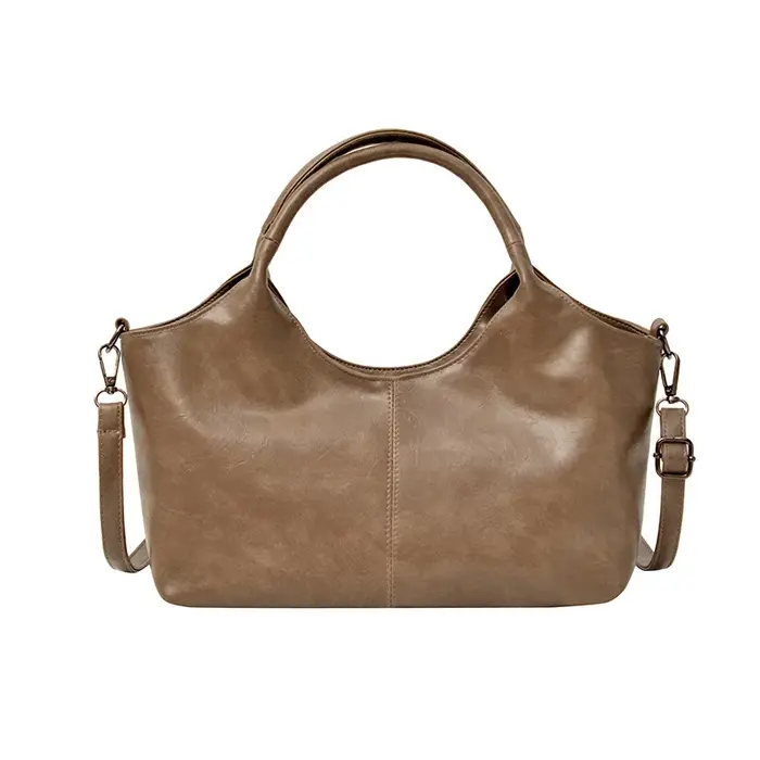 Sac fourre-tout en cuir souple pour femme, grande capacité, sac à bandoulière simple, sac à main rét
