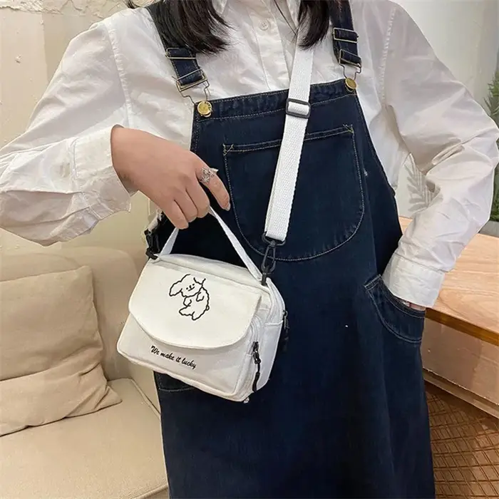 Sacs messagers pour femmes adolescentes, petit sac carré imprimé en toile pour dames, sac à bandouli