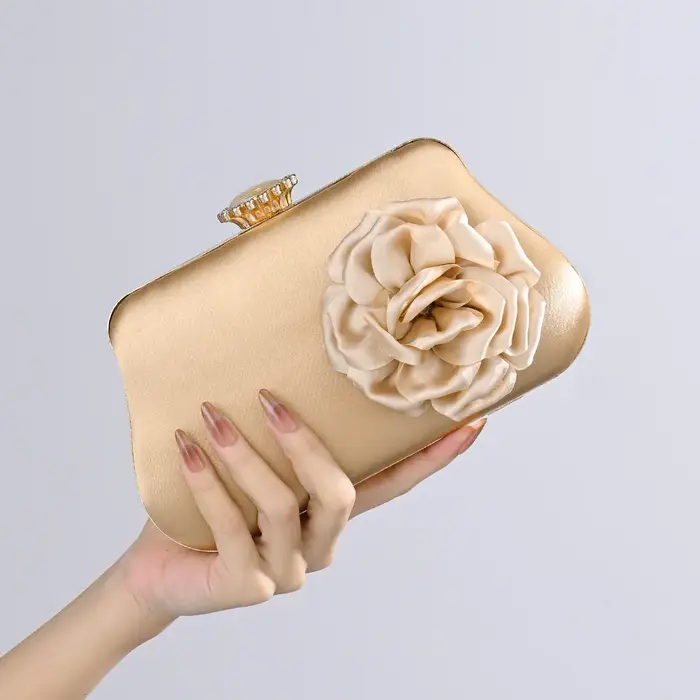 Pochette de soirée en Satin à fleurs exquises