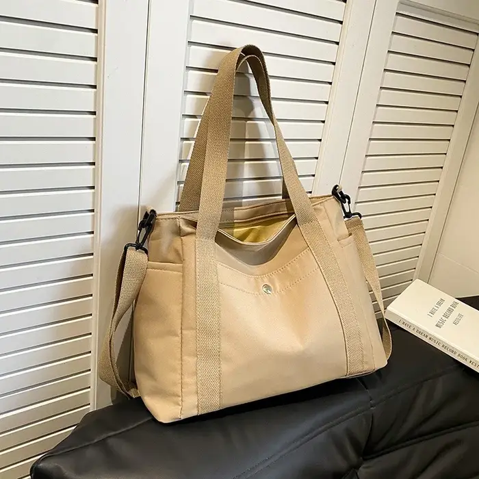 Sac fourre-tout décontracté en toile, grande capacité, multi-poches, sac à bandoulière avec sangle a