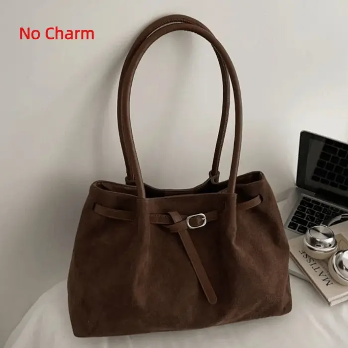 Sac à bandoulière en daim/cuir PU, sac à main rétro élégant, couleur unie, grande capacité, sac four