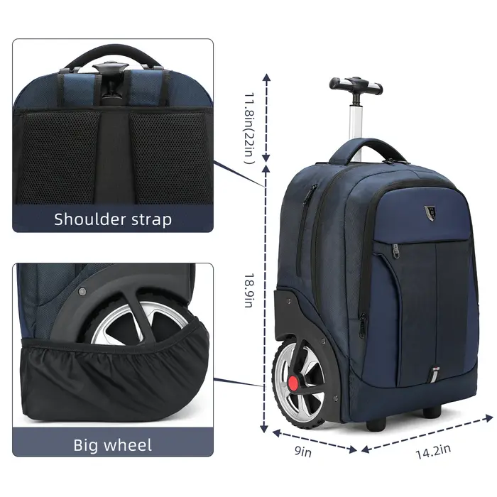 RUCYEN sac à dos à bagages roulant avec roues valises de voyage sacs à roulettes de grande capacité sac à dos