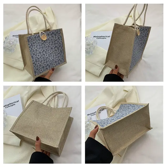 Sac à main à boutons en lin