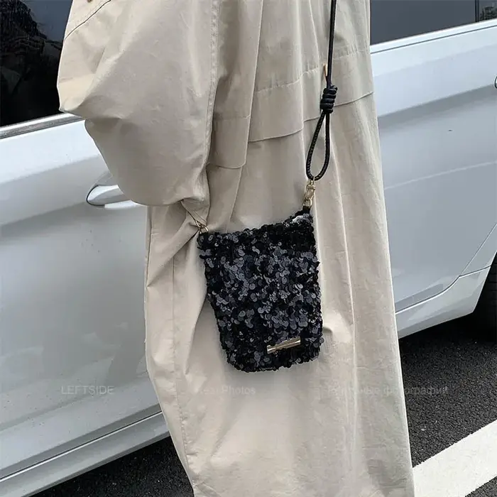 LEFTSIDE Mini paillettes sacs à bandoulière pour femmes 2025 concepteur nouvelle soirée Bling