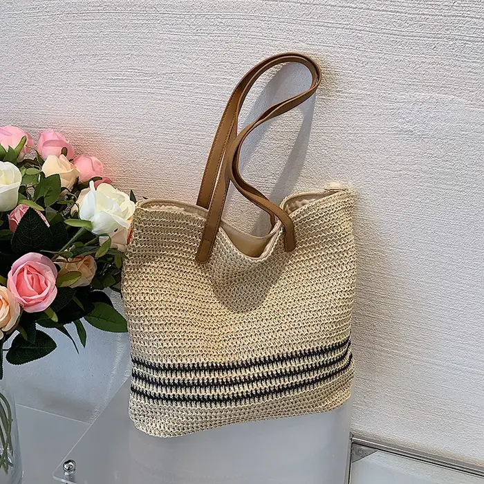 Sacs Vintage tissés en rotin et paille, sacs de plage d'été faits à la main pour dames, sac à bandou