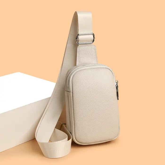 Sac de Poitrine en Cuir Véritable de Luxe pour Femme, Sac à Bandoulière Tendance, Sac Messager, Sac