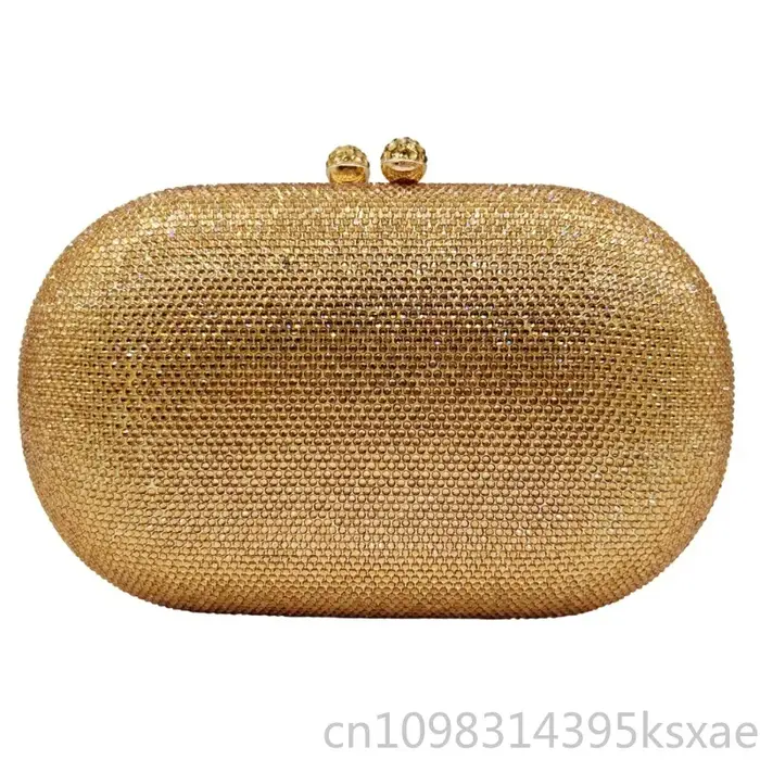 Pochette de soirée en cristal et strass avec chaîne