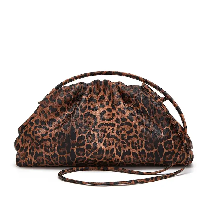 Sac nuage léopard plissé, sac à la mode pour femmes, sac sous les bras léopard boulette, sac à bando