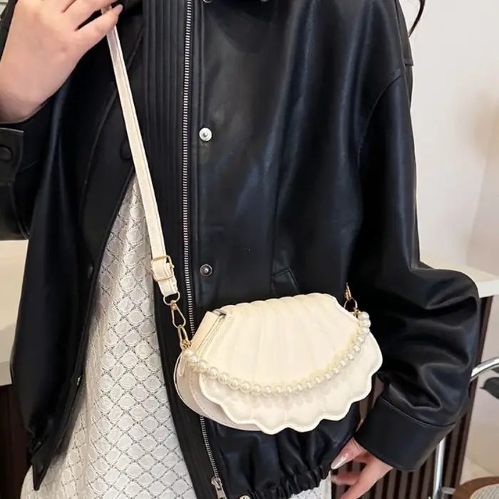 Sac à main avec chaîne de perles françaises pour femmes