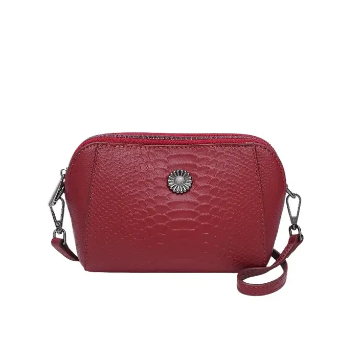 Sac bandoulière vintage en cuir verni gaufré croco