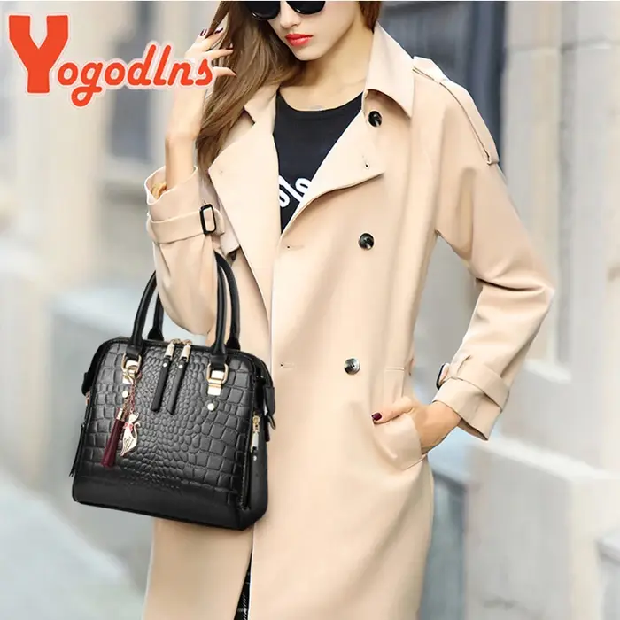 Yogodlns luxe motif Crocodile sac à main femmes hiver nouveau PU cuir gland sac à bandoulière marques Design poignée