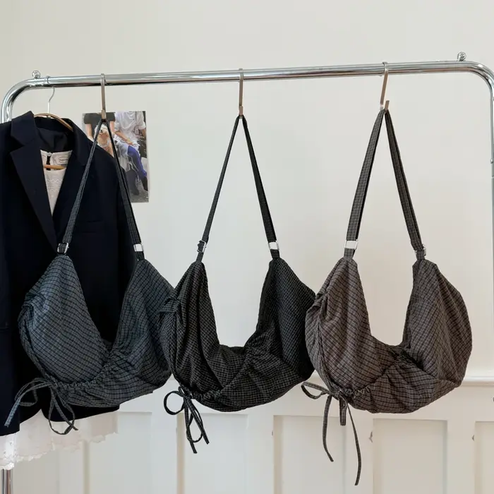 Sacs à bandoulière en Nylon à carreaux de grande capacité pour femmes
