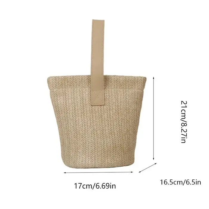Sac seau décontracté en paille PU