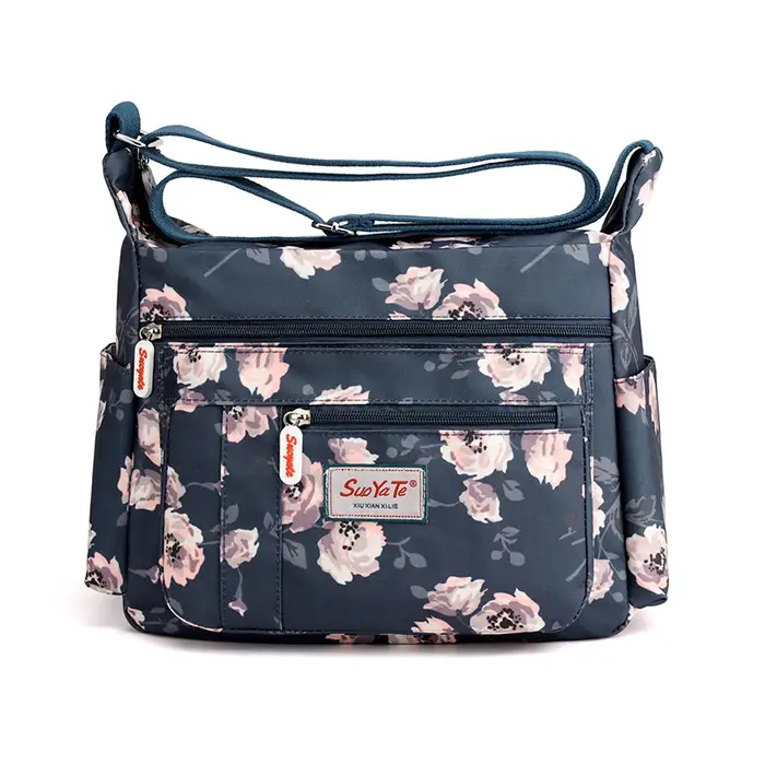 Sac à main multi-poches pour femmes, sac à main en nylon, tissu durable, motif floral, haute qualité