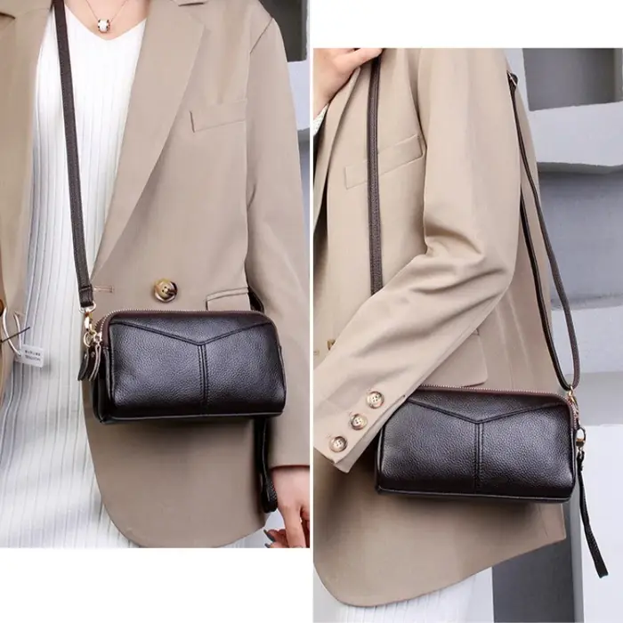 Petit sac bandoulière en cuir véritable pour femme