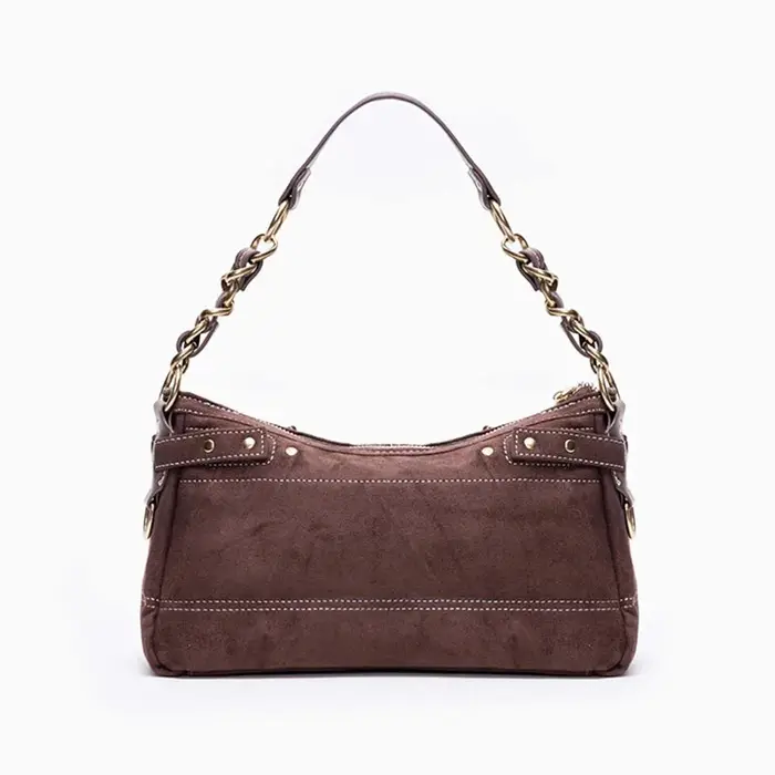Sac à bandoulière vintage en suède pour femme, sac décontracté pour trajets quotidiens, sac coussin,