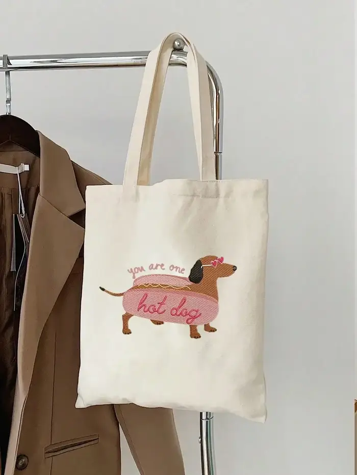 Sac fourre-tout imprimé teckel