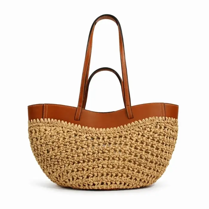 Sac de plage en raphia tressé pour femme, sac à main d'été décontracté de créateur, sac en paille sp