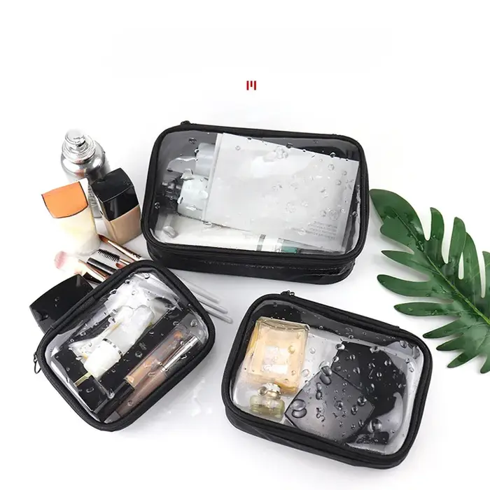 Trousse de maquillage imperméable en PVC transparent pour femmes