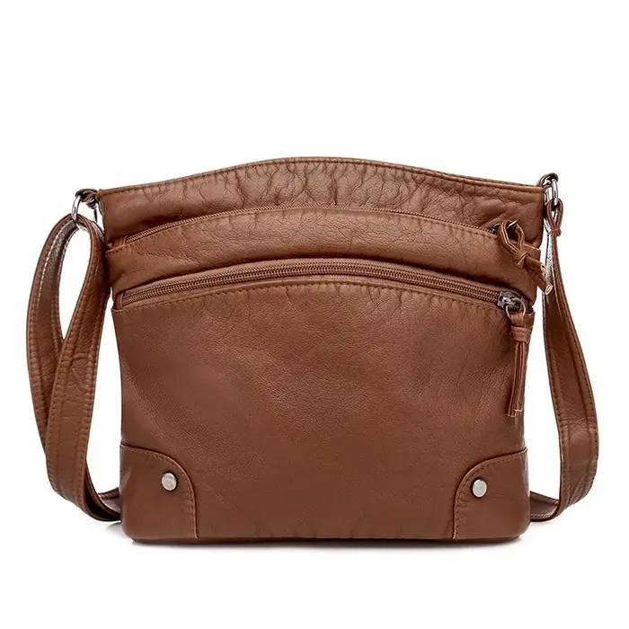 Sac à bandoulière en cuir PU souple pour femmes