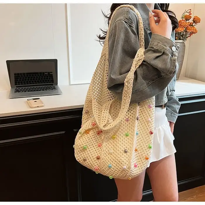 Sac fourre-tout de plage en crochet Boho