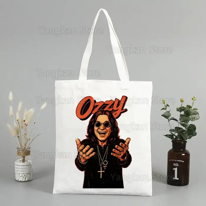 Rock Ozzy Osbourne diable métal imprimé toile sac à bandoulière femme Harajuku drôle grande capacité Eco environnement Shopper sac