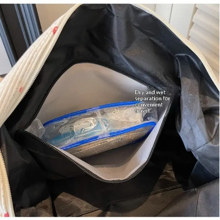 Sac fourre-tout de voyage en velours côtelé grande capacité