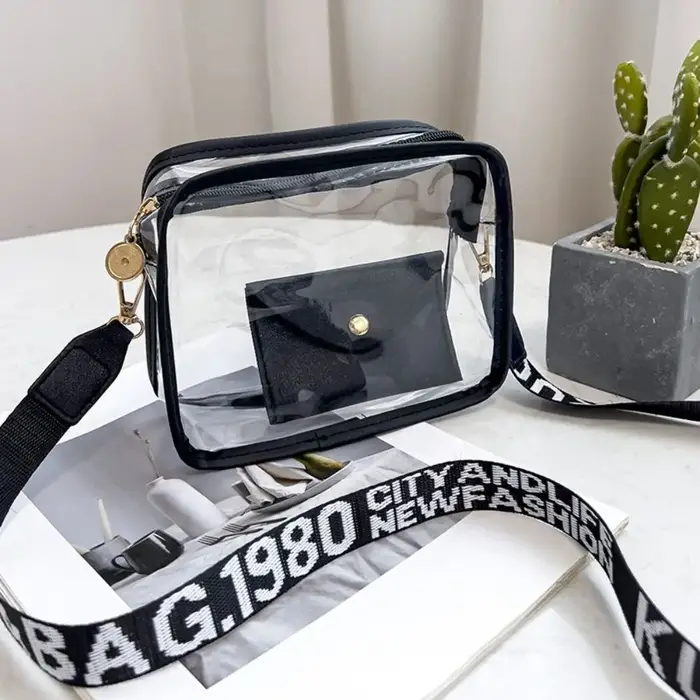 Sac à bandoulière Transparent pour femmes, couleur bonbon, lettre, sac à bandoulière mode, sac de ge