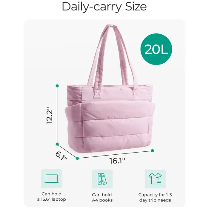BAGSMART sac femme couleur unie sac fourre-tout trajet collège rembourré sac à bandoulière loisirs Simple