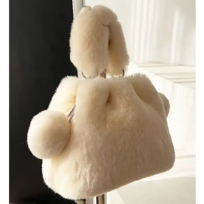 Sacs moelleux en vraie fourrure de lapin pour femmes