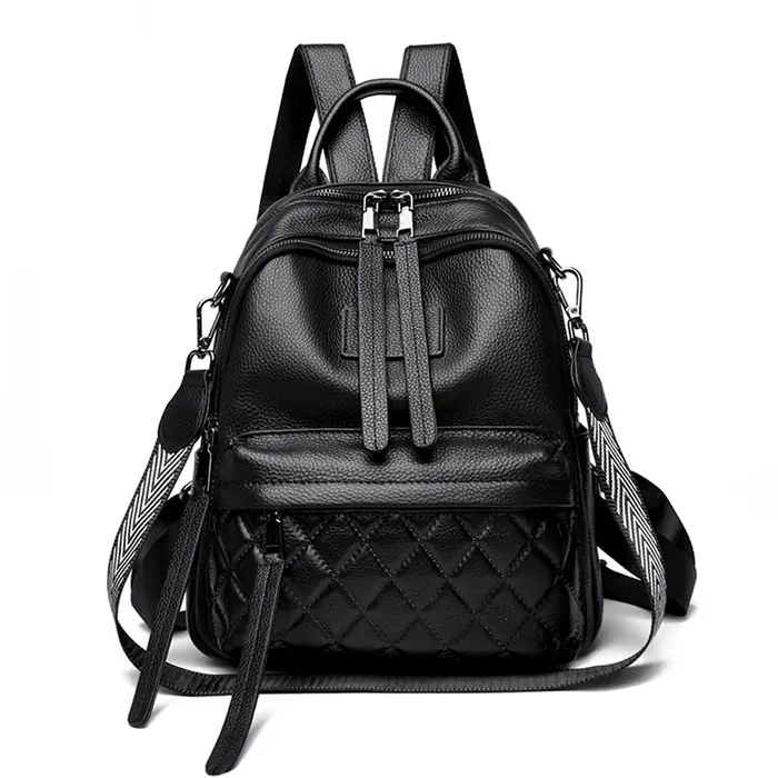 Sac à dos classique en cuir véritable pour femmes