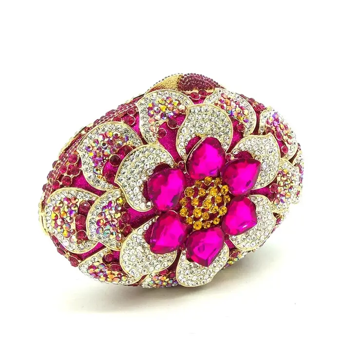Pochette rose en cristal pour femme