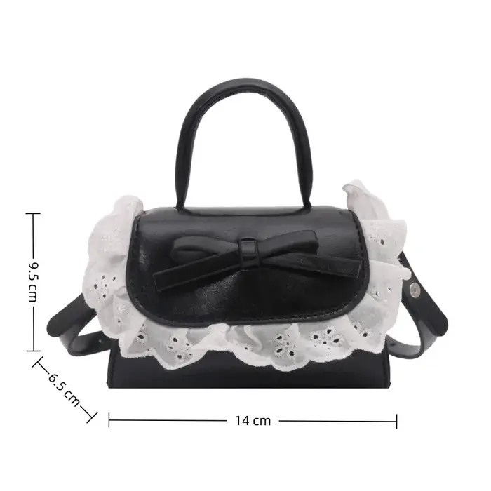 Sac bandoulière mini tendance en cuir PU avec nœud en dentelle