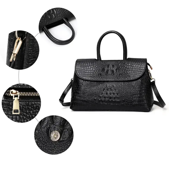 Nouveau sac à main haut de gamme pour femmes avec motif crocodile en peau de vache porte-documents d