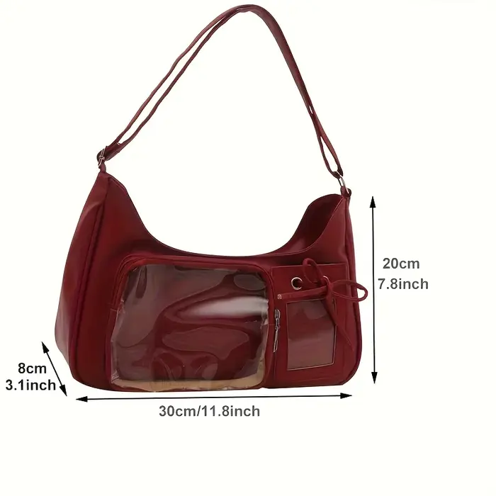 Sac messager transparent tendance | Sac à main pour femme - Sac bandoulière en similicuir synthétique rouge - avec