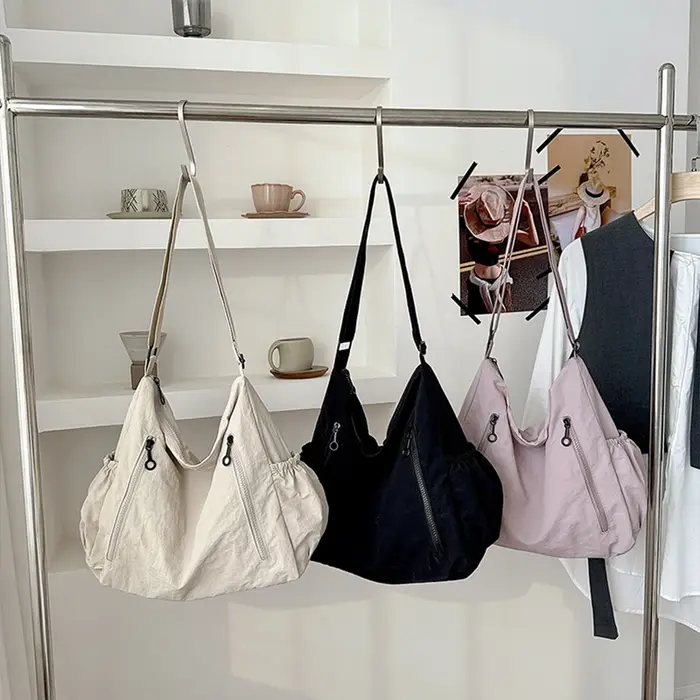 Sac hobo plissé simple grande capacité pour femme