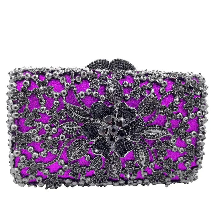 Pochette de Soirée Fuchsia FGG en Strass pour Femme