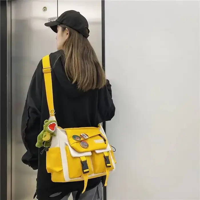 Harajuku hommes sacs à bandoulière en Nylon pour femmes Sac de messager filles école livre