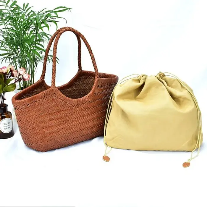 Cuir véritable de créateur tricoté à la main élégant Poignée femme fourre-tout Vintage sac